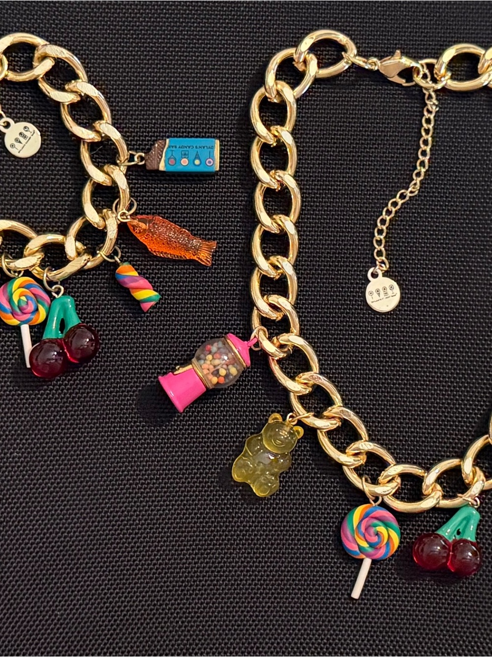 Gold Kids Charm Bracelet with Colorful Candy Charms